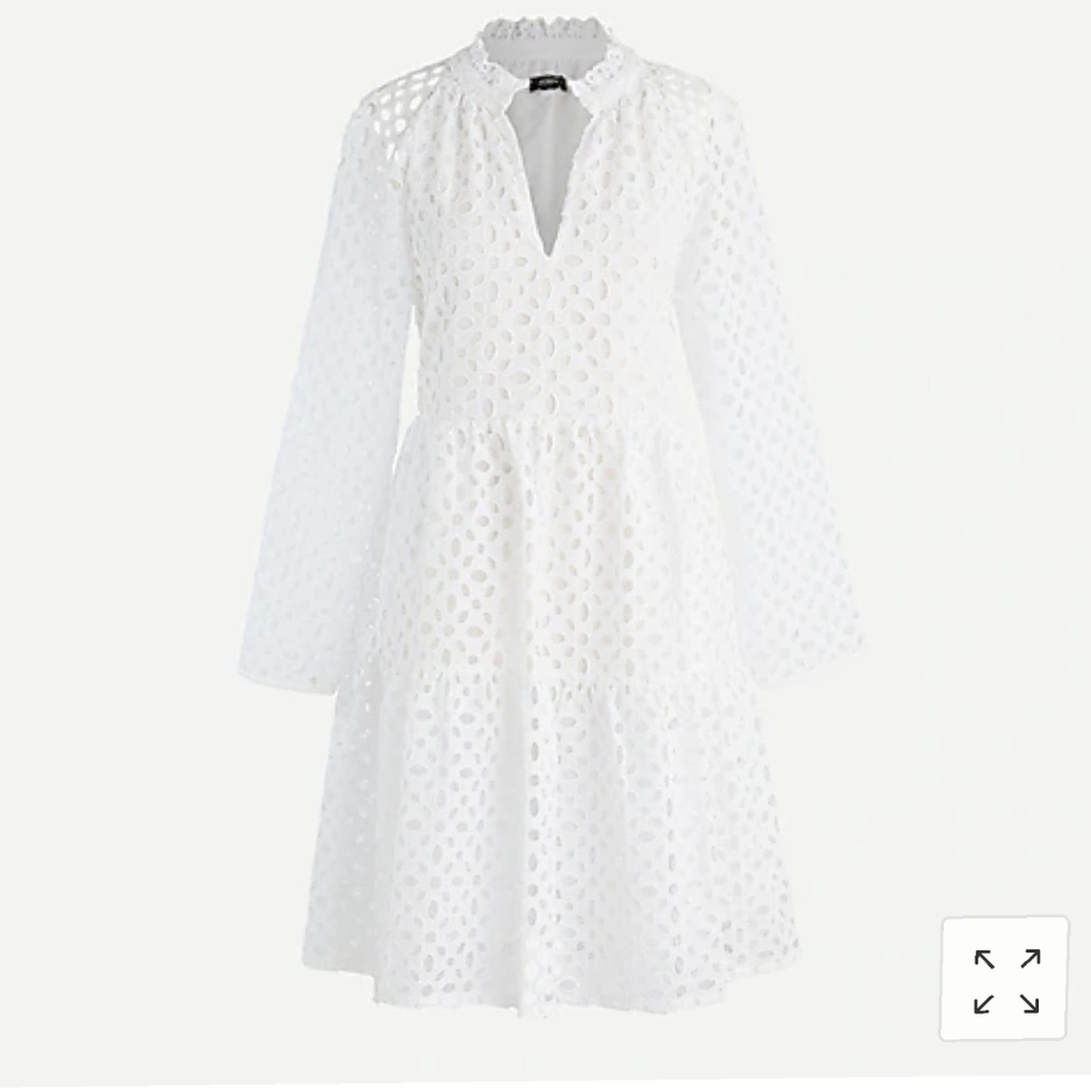 Petite tiered popover dress in embroidered eyelet